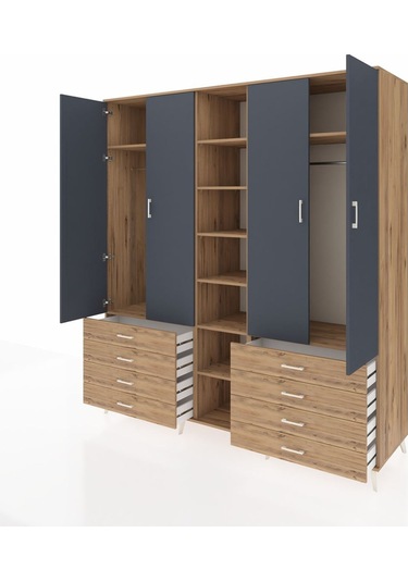 Kronos Dolap 10 Raflı 8 Çekmeceli 2 Askılı 220x59x243 Çam-antrasit/çam Antrasıt/atlas Çam Kronos Dolap 10 Raflı 8 Çekmeceli 2 Askılı 220x59x243 Çam-antrasit/çam Antrasıt/atlas Çam