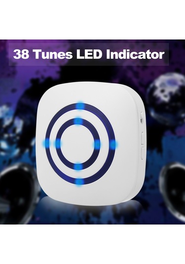 Samdoo Beyaz Akıllı Pır Sensörlü Zili - 1 Alıcı + 2 Sensör, 70m Menzil, 38 Müzik Seçeneği, 110v-240v Avrupa Standartı Pil Dahil Değil Beyaz