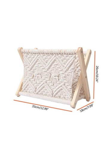 Nordic Pamuk Dokuma Depolama Sepeti Boho Makrome Magazin Raf Masaüstü Kitap Raf Dekoratif Raflar