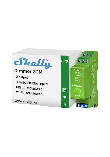 Shelly Pro Dimmer 2pm Dın Ray 2 Kanal Enerji Ölçümlü Akıllı Dimmer