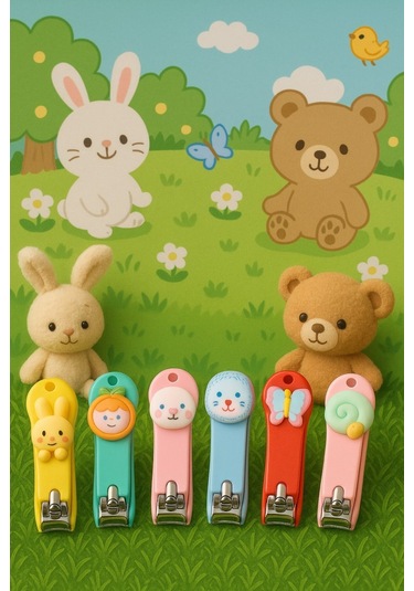 Pratik Güvenli Kullanım Bebek Çocuk Renkli Figür Tırnak Makası 1 Adet Karakterli Şirin Tırnak Makası Çok Renkli