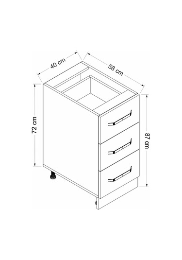 Minar Mutfak Alt Modül 3ç Nray 40cm Dolap Beyaz - B1