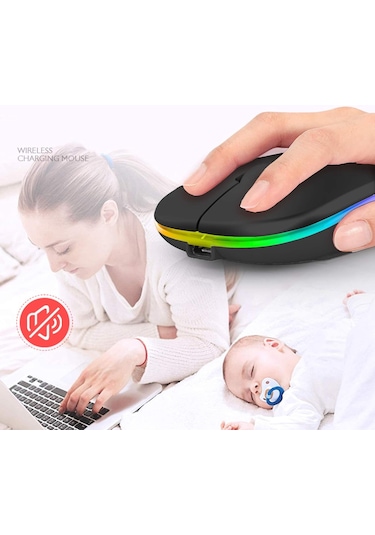 Şarj Edilebilir Bluetooth Fare, Bt 5.1 + 2.4g Kablosuz, İnce Ve Sessiz, 800-1200-1600 Dpı