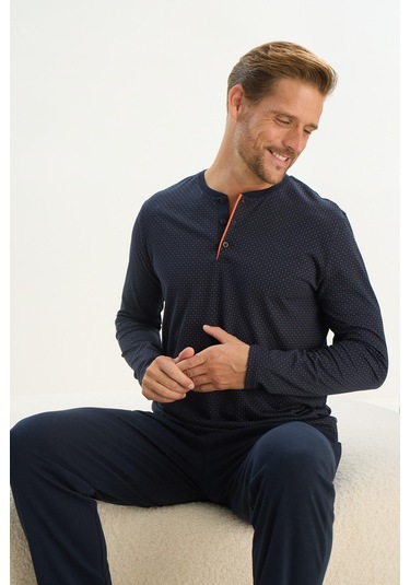 Erkek Uzun Kol Lacivert Pijama Takım C6t2n5o9 001