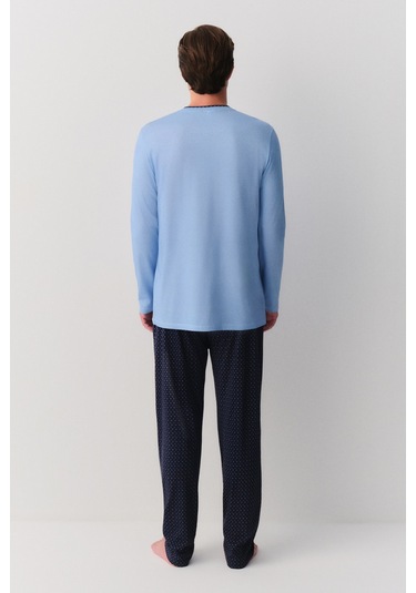 Suwen Tyler Erkek Pijama Takımı Sh26310660628 Lacivert Desenli