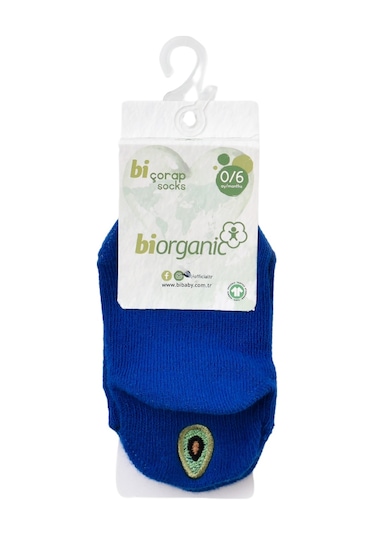 Bibaby Organik Çorap Soket Sneakers Cute Saks  9383 Mavi