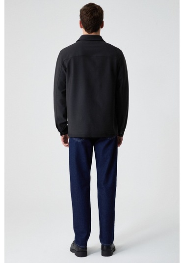 GRIMELANGE Jakarı Erkek Regular Fit Standart Kesim Klasik Yaka Desenli Çıtçıtlı Siyah Gömlek Siyah