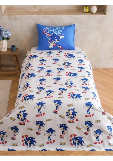 Karışık Sonic Baskılı Tek Kişilik Çocuk Pike Seti Çok Renkli