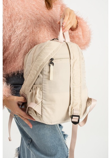Yumuşak Dokulu Ultra Hafif, Esnek Ve Su Geçirmez Polyamid Kumaş Sırt Çantası Bej Model: 571-13-14a Bej