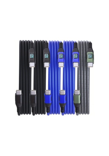 Boatshop1 5 Adet Usb C Kablosu 60w Hızlı Şarj Karışık 5 Adet Mavi Mavi Yeşil Yeşil Kırmızı 1 Metre İphone Uyumlu 15 Android Tablet Örgülü
