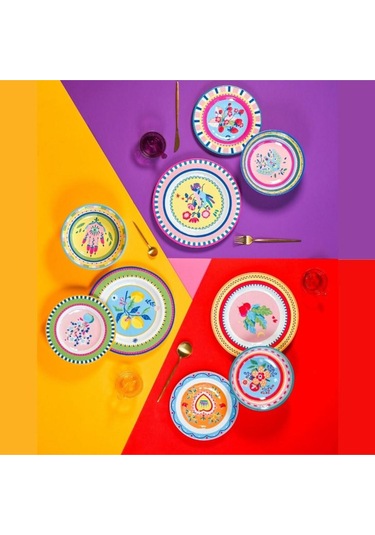 Mamma Mia Karanfil Desenli Tabak 22 Cm Çok Renkli