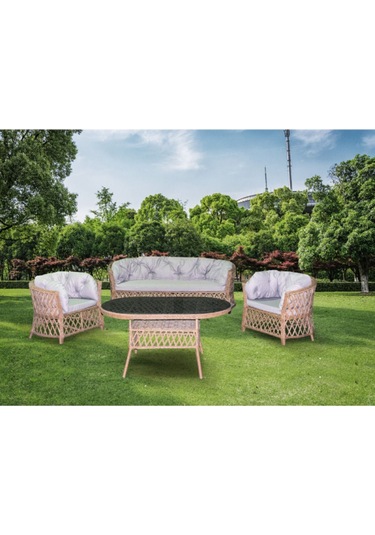 Btkconsept Ecem Rattan Bahçe Mobilyası 3+1+1 Masalı Bej