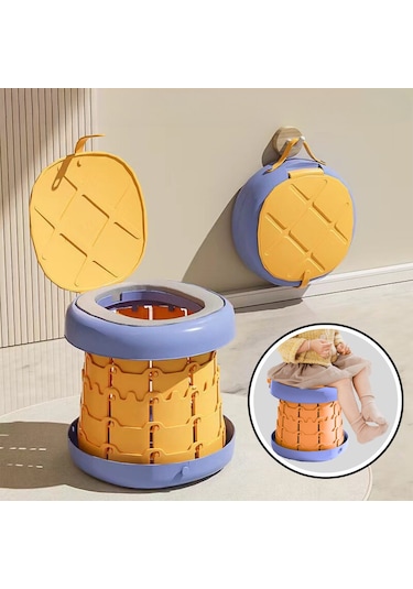 Tuvalet Eğitici Katlanabilir Taşınabilir Çocuk Lazımlık Portatif Seyahat Bebek Tuvaleti Sarı