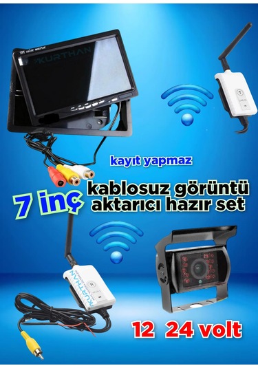 7 İnç Monitör Kablosuz Görüntü Aktarıcı Metal Kasa Kamera 12 24 V
