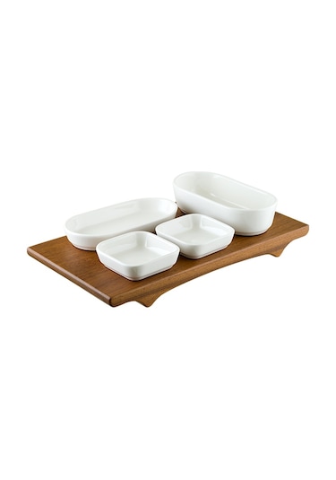 Bonna Experience Mood Dikdörtgen Stand Ve Porselen Seti 35 CM Beyaz