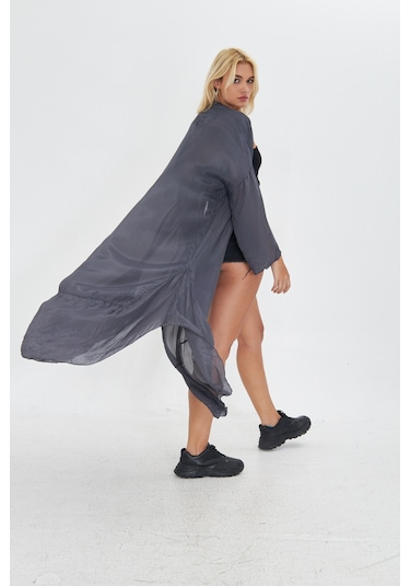 Kutaf Antrasit Ultra Soft Uzun İ Kimono Gri