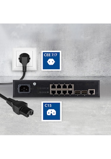 C15 Oluklu Power Güç Kablosu - C15 Oyuklu Power Kablo - 1.8 mt