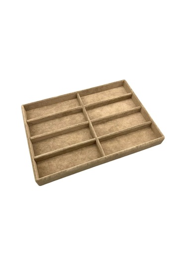 New York Model Süet Süet Kumaş Sütlü Kahve Renk 34/24 Cm Bölmeli Çekmece Içi Gözlük Standı Çok Renkli