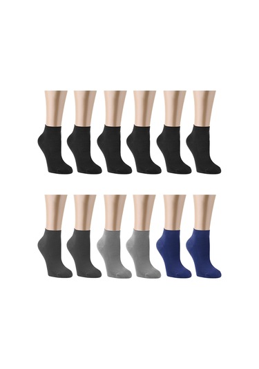 Ozzy Socks 12 Çift Bambu Erkek Dikişsiz Patik Çorap Siyah - Füme