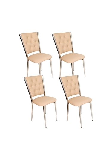 Beymobilya Kapitoneli Sandalye (Deri) (4 Adet)