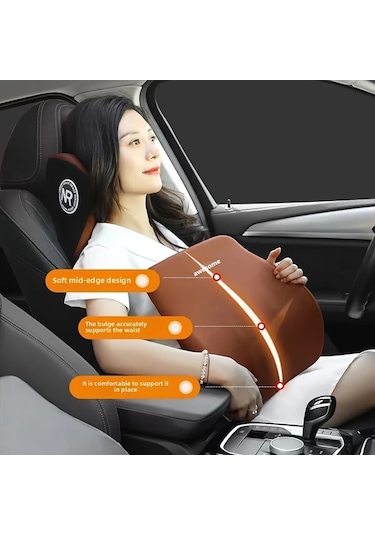 Xuweiwei Kahve Rengi Araç Koltukları İçin Başlık Desteği Ve Bel Destek Minderleri Hafıza Köpük Tasarımı İle Konforlu Sürüş