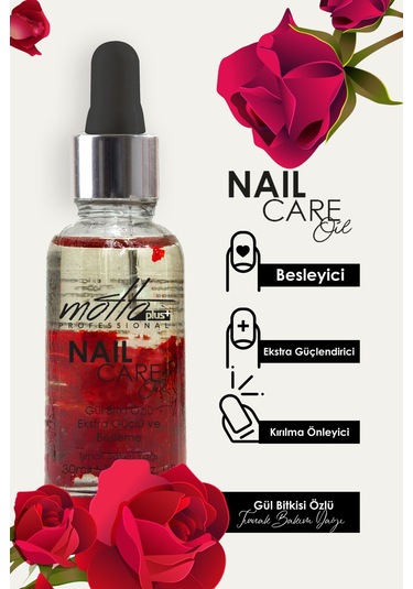Motto Plus Professional Gül Özlü Ekstra Güçlendirici Ve Kırılma Önleyici Doğal Tırnak Bakım Yağı 30ml