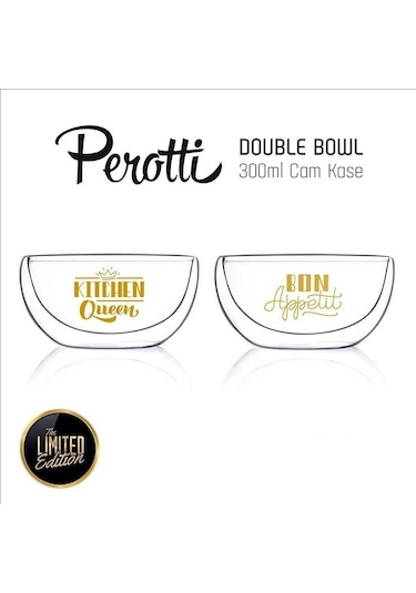 Perotti Tekli Çift Cidarlı Cam Kase Double Bowl 300ml 13796