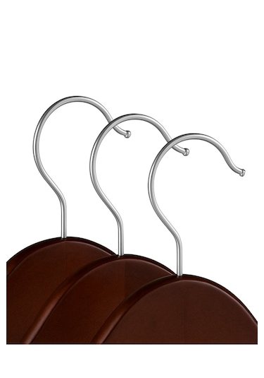 Teknor-prado 48 Adet Ahşap Görünümlü Plastik A Kalite Siyah Stil Elbise Askısı Kahverengi