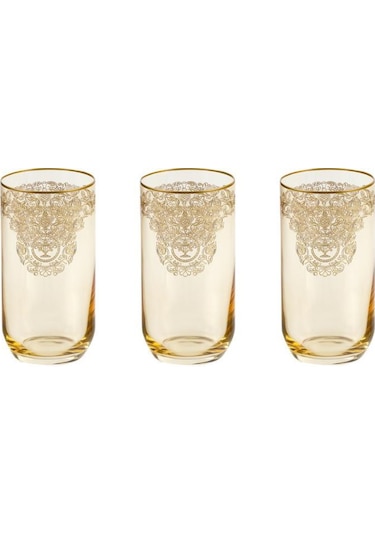 Bohemia Queen  Meşrubat Bardak Amber Mat Altın 6 'Lı