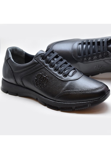 405 Tam Ortopedik Kauçuk Kaymaz Taban Hakiki Deri Kışlık Erkek Ayakkabı Siyah