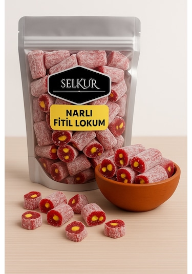 Narlı Fitil Lokum 200gr Antep Fıstığı Parçacıklı