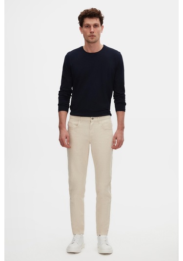 Ds Damat Comfort Fit Ekru Düz Jean Kot Beş Cepli Yıkamalı Denim Pantolon 3hcj3ort00103 E01