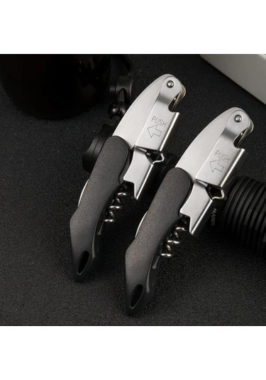 Atay Garage Tirbuşon Siyah Saplı Paslanmaz Çelik Siyah