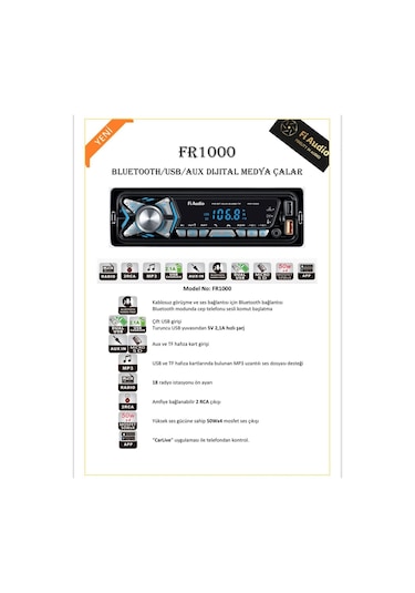 Fi Audio Fr1000 Bluetooth/usb/aux Dijital Medya Çalar Oto Teyp