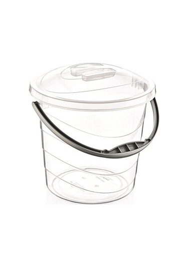 Poly Time 15 Litre Kapaklı Ölçekli Şeffaf Su Kovası - ABS Plastik - Saplı Şeffaf