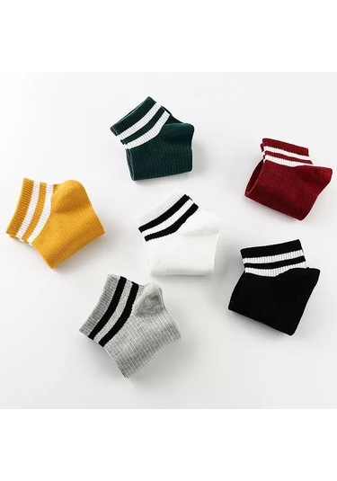 Bgk Unisex 6 Çift Koton Çizgili Patik Çorap Extra Rahat Çok Renkli