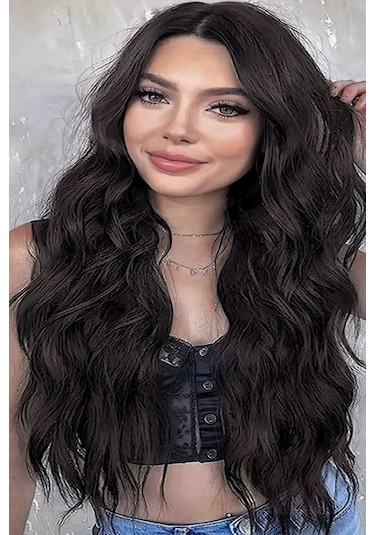 Caş Dekorasyon Isıya Dayanıklı Yıkanabilir Yarımay Çıt Çıt Saç 1 Siyah-dalgalı-60cm-110 Gr+2 Adet Yan Çıtçıt Saç Siyah
