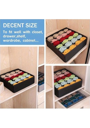 Gateesat Dayanıklı Kumaş 8 Bölmeli Gri Katlanır Dikdörtgen Çorap İç Giyiz Saklama Kutusu Gri