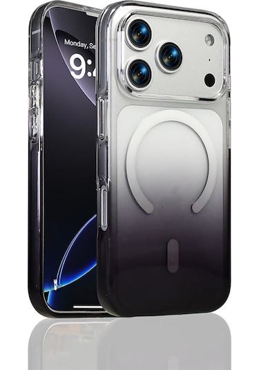Apple Uyumlu iPhone 17 Pro Max Kılıf M-safe Şarj Özellikli Septik Silikon Kılıf Siyah