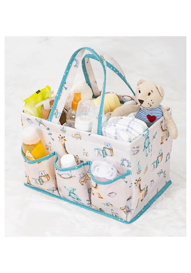 Kullanımı Kolay Desenli Taşınabilir Bakım Çantası Bebek Mavi