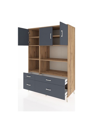 Kronos Dolap 8 Raflı 4 Çekmeceli 3 Kapaklı 132x59x195 Çam-antrasit/antrasit Antrasıt/antrasıt Kronos Dolap 8 Raflı 4 Çekmeceli 3 Kapaklı 132x59x195 Çam-antrasit/antrasit Antrasıt/antrasıt