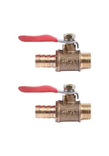 Ulzyvf 2x 10mm X 1/4 Inç Pt Erkek Dişli Kol Bağlantı Kolu Kolu Hortum Diken Pirinç Küresel Vana