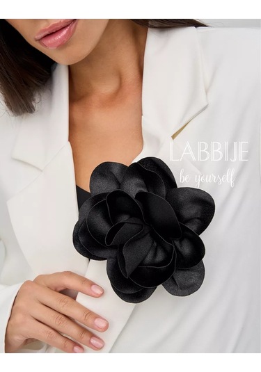 Labbıje Büyük Broş Kumaş Çiçek Fiyonk 242289160 Siyah