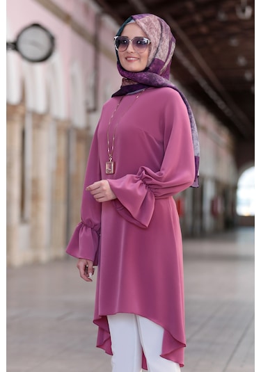 Leman Büyük Beden Tesettür Tunik Gülkurusu