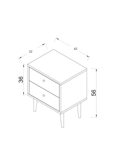 Flora Moderna Iki Çekmeceli Komodin Meşe