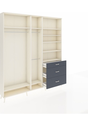 Arges Dolap 9 Raflı 3 Çekmeceli 3 Askılı 220x30x243 Aytaşı-aytaşı/antrasit Aytası/antrasıt