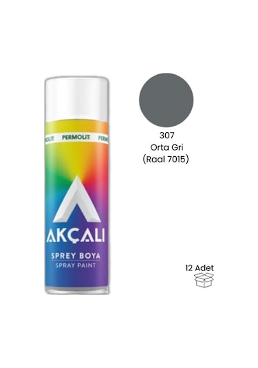 Akçalı 307 400 Ml Orta Gri Sprey Boya 12 Adet Diğer