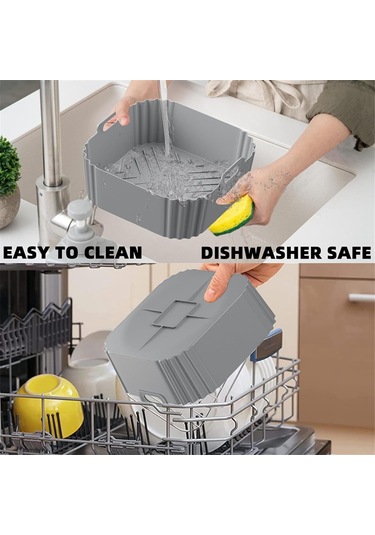 Ninja Air Fryer Liner'ları İçin 2 Adet Air Fryer Liner'ları Yeniden Kullanılabilir Sepet B Siyah