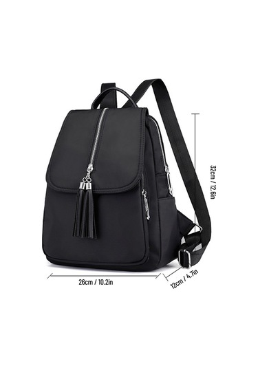 Fosenze Kadınlar İçin Sırt Çantası, Su Geçirmez Nilon Oxford Kumaş, Anti-hırsızlık Cep, Tassel Tasarım, Seyahat Ve Günlük Kullanim İçin Siyah Çok Renkli