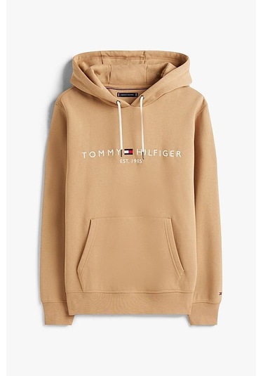 Erkek Regular Fit Kapüşonlu Logolu Sweatshirt - Açık Camel Timeless Camel